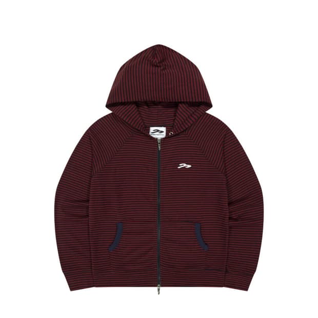 탄산마그네슘 스몰로고 후드집업 스트라이프 레드 2