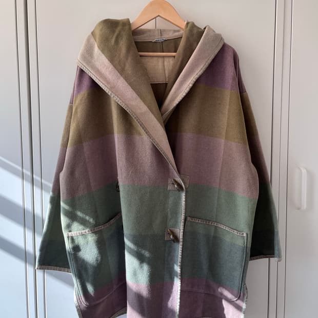 Vintage  후드 케이프형 투버튼 더플 코트