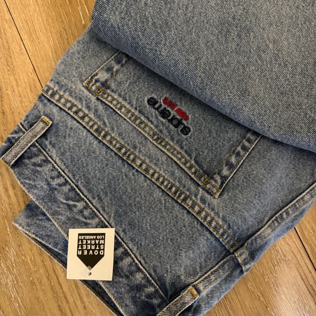 슈프림 배기 진 워시드 인디고 - 25FW