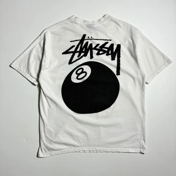 스투시 STUSSY 8볼 그래픽 화이트 코튼 반팔 티셔츠 R2475
