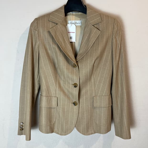 막스 마라 핀스트라이프 울 블레이저