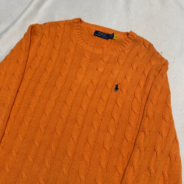 L 폴로랄프로렌 오렌지 케이블 니트