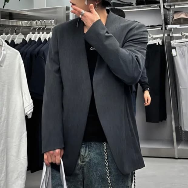 새상품 무탠다드 칼라리스 블레이저 [차콜 그레이] 2XL