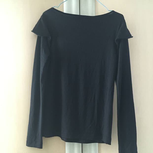 일본빈티지 블랙 프릴 레이어드 긴팔 티셔츠