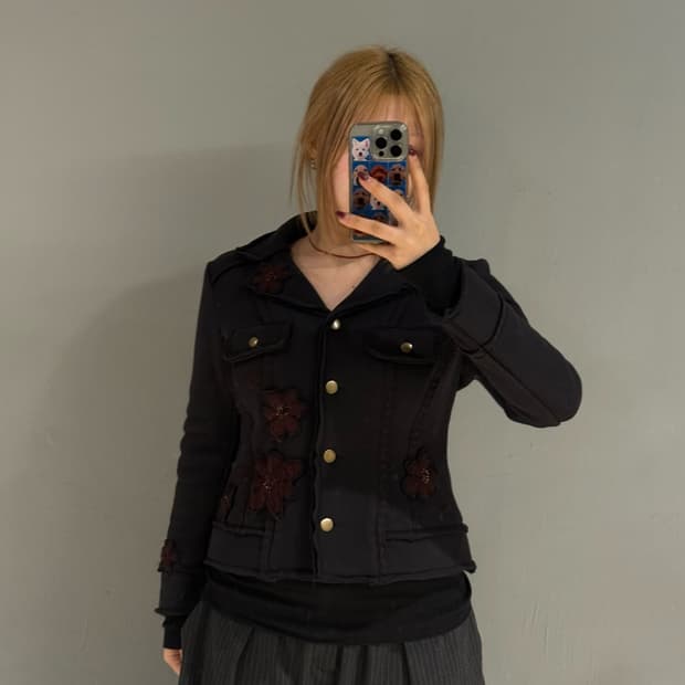 flower patch point stitch detail jacket