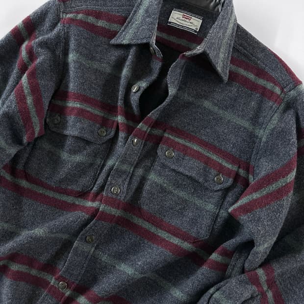 90s 빈티지 리바이스 울 블랜드 스트라이프 셔츠
