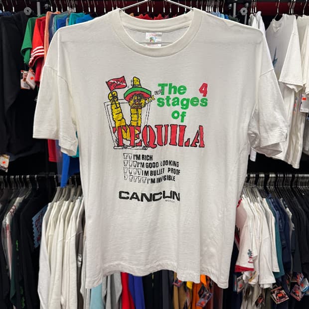 1990년대 빈티지 싱글 스티치 Tequila Cancun 티셔츠