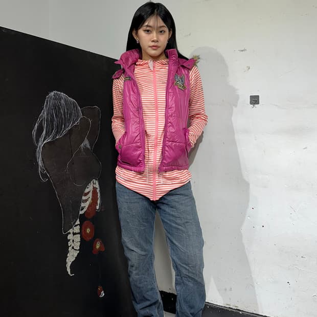 Jpn 일본빈티지 y2k 갸루 올프죠 페딩 조끼