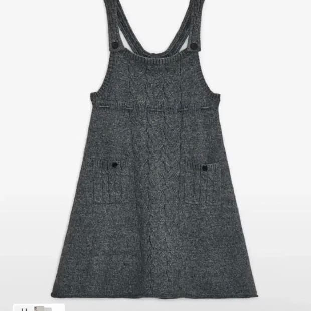 허그유어스킨 스트랩 니트 드레스 원피스 (차콜)