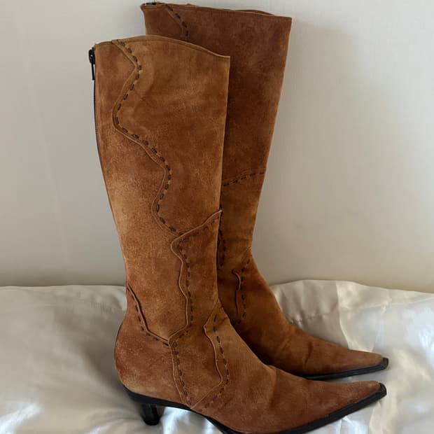 스웨이드 스틸레토 부츠