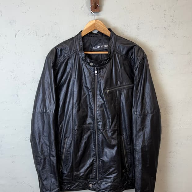 프리키네이션 빈티지 가죽 라이더 자켓