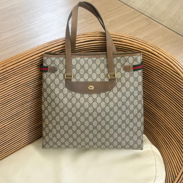 구찌 GG 수프림 웹 쉐리 라인 토트백