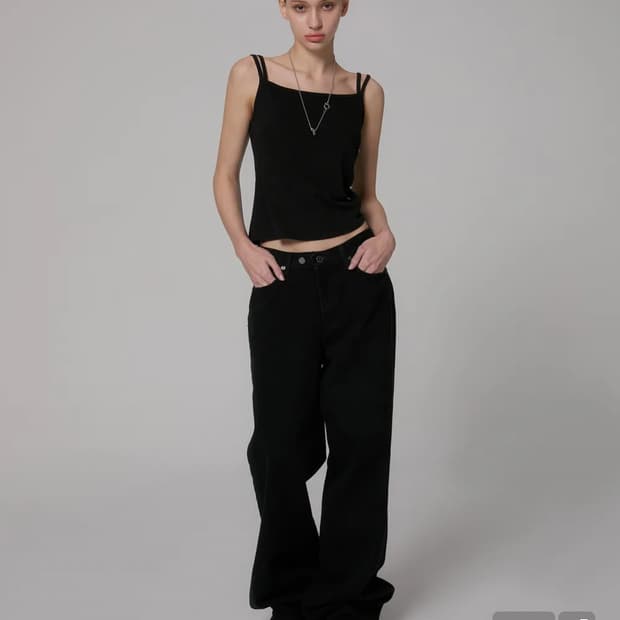 밀리언코르 유니섹스 와이드 데님 블랙 XL