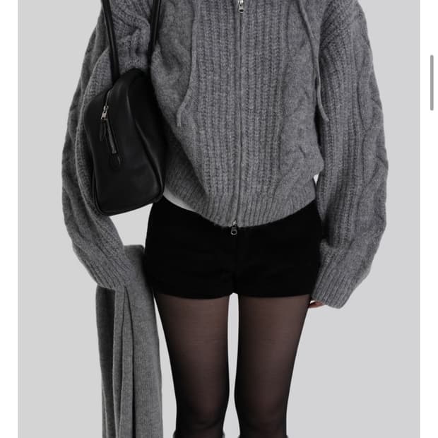 어텀 울케이블후드니트 그레이 새상품