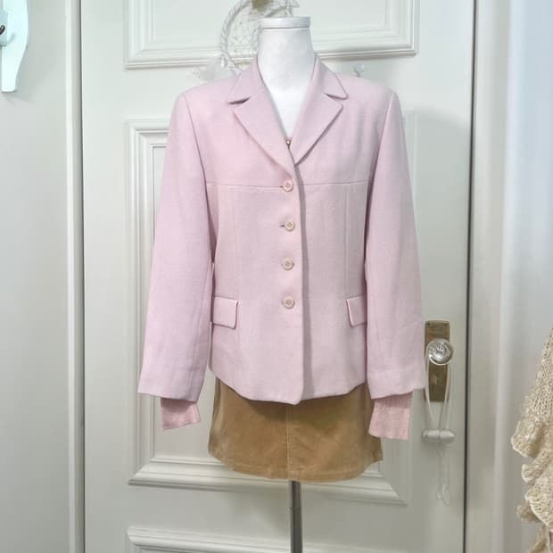pink tweed mood basic spring jacket