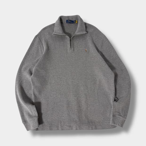 폴로 랄프로렌 루즈핏 신형 QR라벨 하프집 그레이 니트