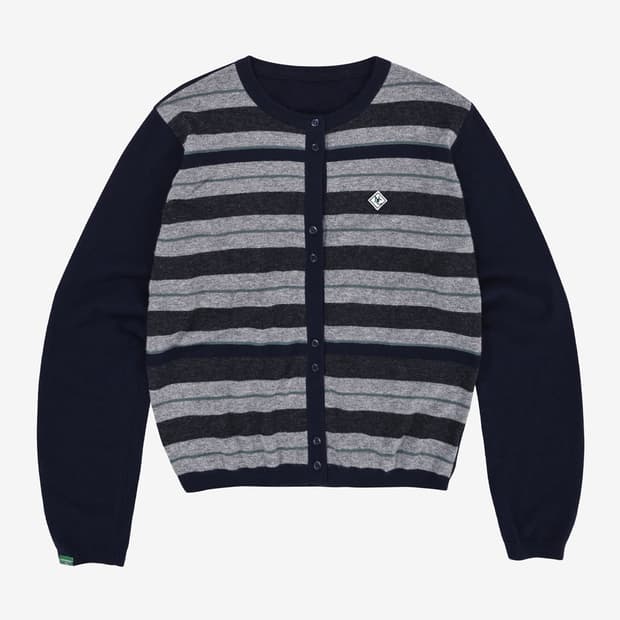 노컨텐츠 캐시미어 울 스트라이프 가디건 _ 네이비