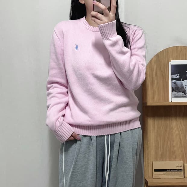 [정품] 폴로 핑크 / 스카이블루포니 라운드 니트 [ S ]