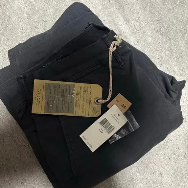 [34x32]더블알엘 rrl　 오피서 가먼트다잉 치노 팬츠 블랙