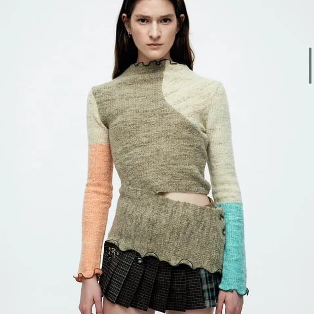 앤더슨벨 컬러블록 니트 탑 / 여성 니트/ 여자 니트 