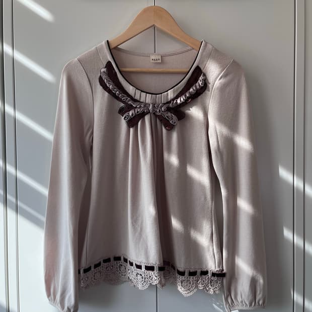 Axes femme 스팽글 리본 레이스 롱 슬리브