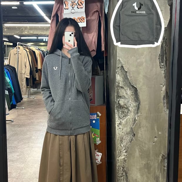 트루릴리전 털 후드집업 그레이 100(L) #csz2958