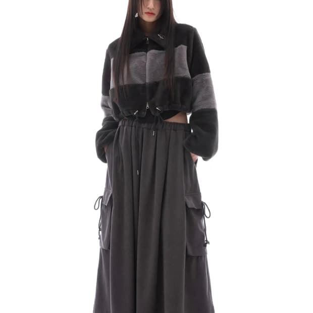 플리즈마스페어 크롭 투웨이 집업 플리스자켓 Free