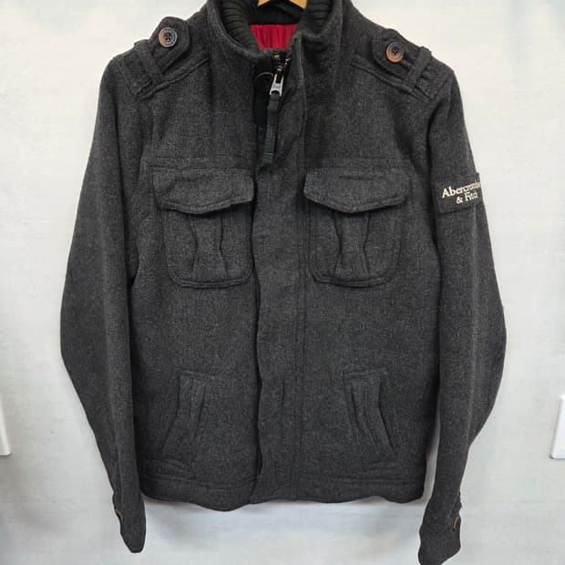 아베크롬비 밀리터리 견장 울 누빔 집업자켓 M