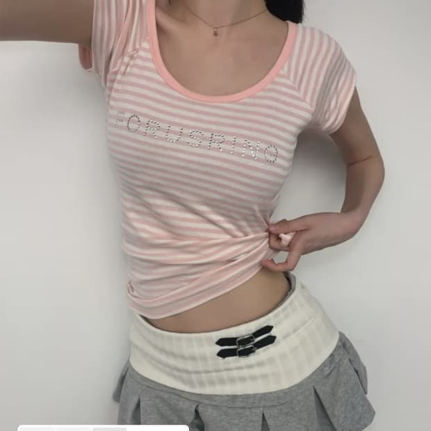 포어링 B.jewel logo tee (pink stripe)
