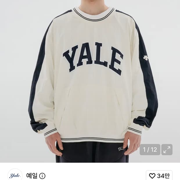 예일 x 데상트 나일론 팀 스피릿 크루넥 L