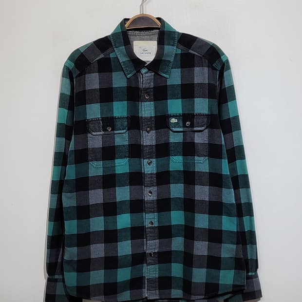 (M) 라코스테 셔츠 체크 남방 포켓 로고 캐주얼 