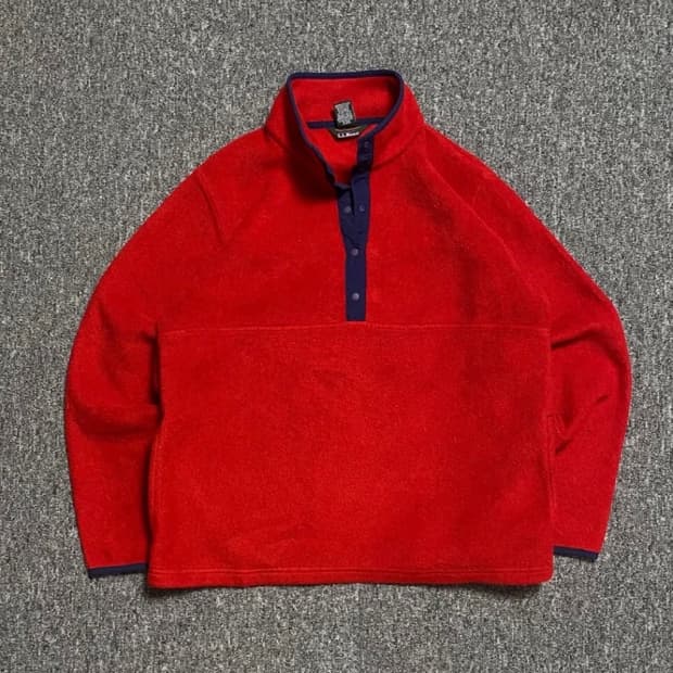 L.L Bean 엘엘빈 풀오버 플리스 레드네이비 M