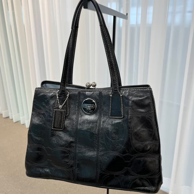 Coach Black Enamel Bag