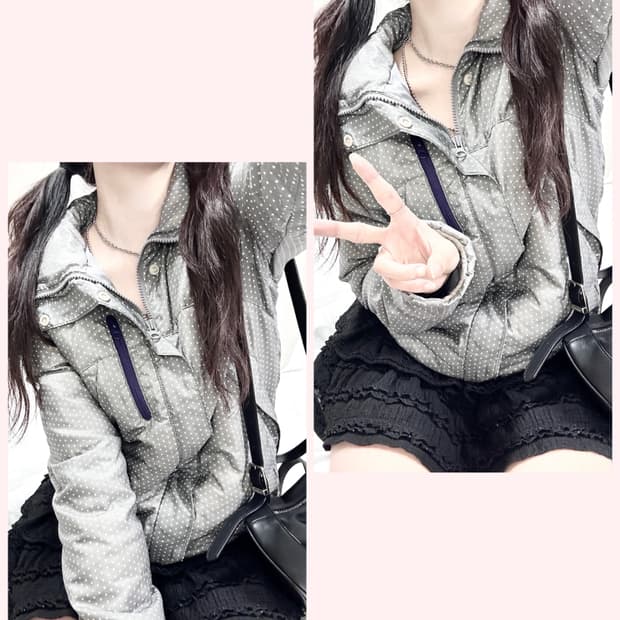 오니츠카타이거 그레이 도트 누빔자켓