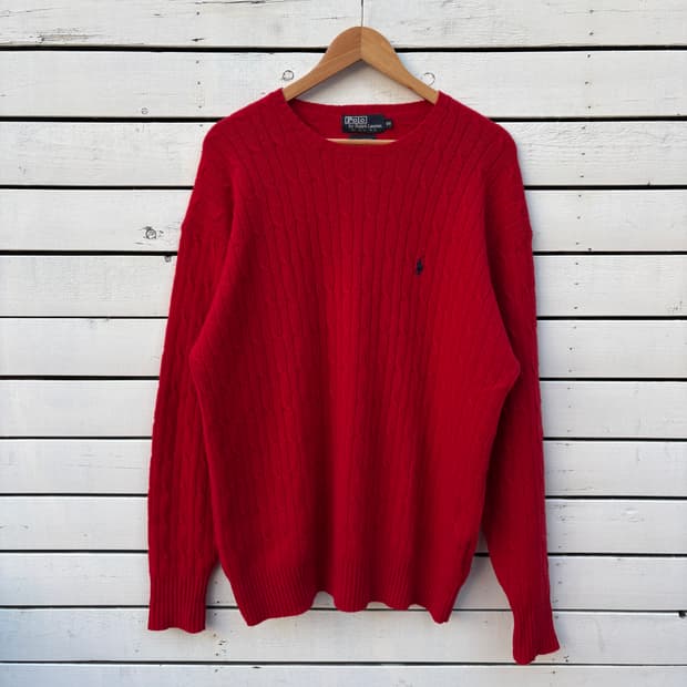 Polo 폴로 케이블 꽈배기 울 니트