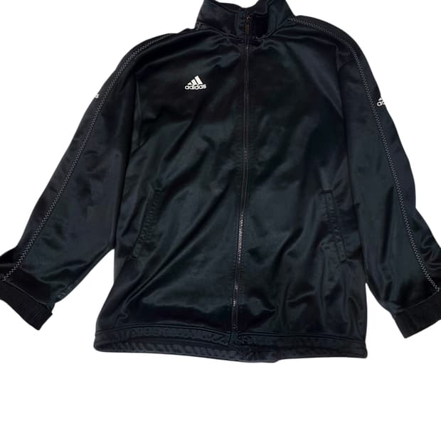 [아디다스] 올드스쿨 블랙 스티치 라인 오버핏 기모 져지 트랙탑 xxl