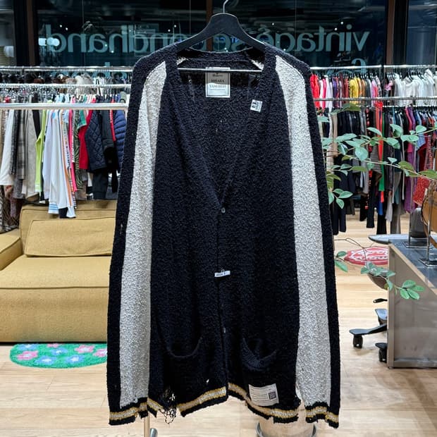 미하라 야스히로 블랙 24ss 디스트레스 니트 가디건