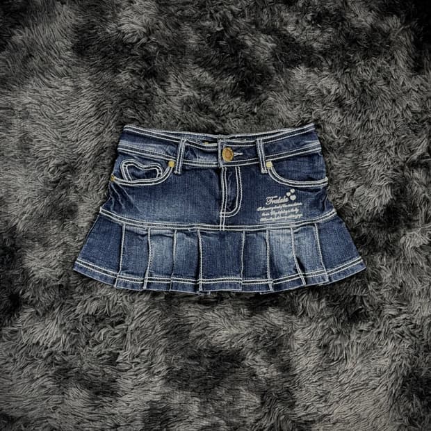 Tralala 금장 데님 플리츠 숏스커트