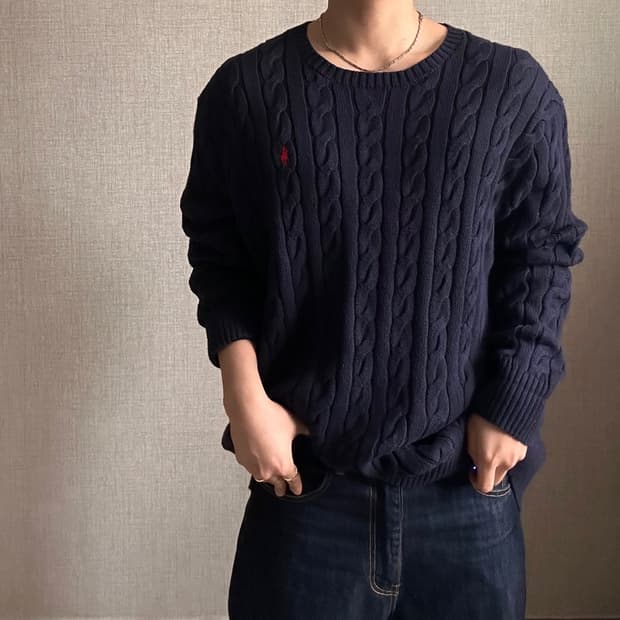 Polo Ralph Lauren Navy Cable Knit 3XL