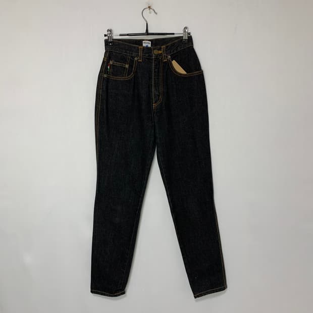 모스키노 빈티지 블랙 데님 흑청 스키니 하이웨스트 팬츠 24인치 청바지