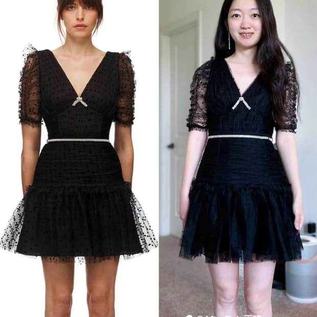 셀프 포트레이트 블랙 도트 메쉬 미니 드레스 UK6 사이즈 