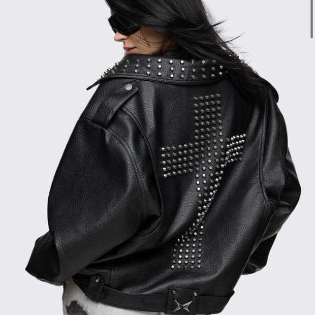 minga london stud cross leather jacket