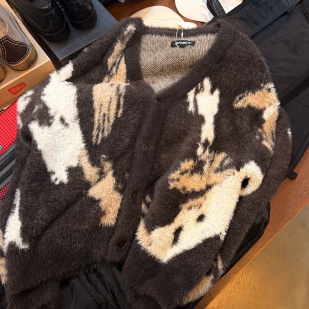 아비렉스 나일론 오버사이즈 샤기 가디건