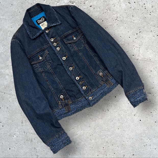 [S] D&G 돌체앤가바나 빈티지 트위드 데님 청자켓 D72