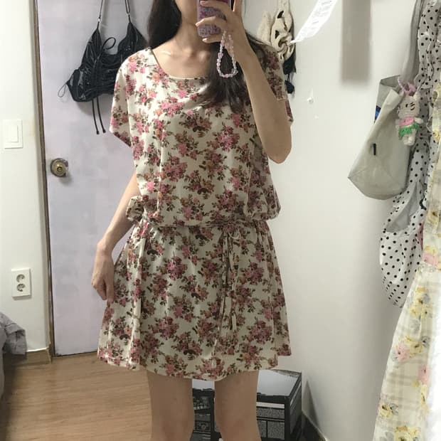 빈티지 플라워 라떼 원피스 핑크 브라운 로걀 히메갸루 짜잔씨 리즈리사