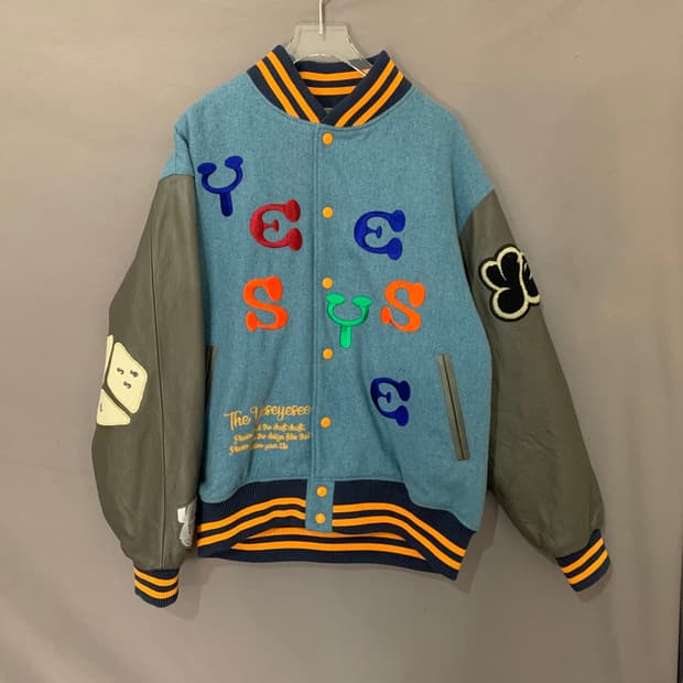 M 예스아이씨 소가죽 모바일 바시티 스타디움 자켓