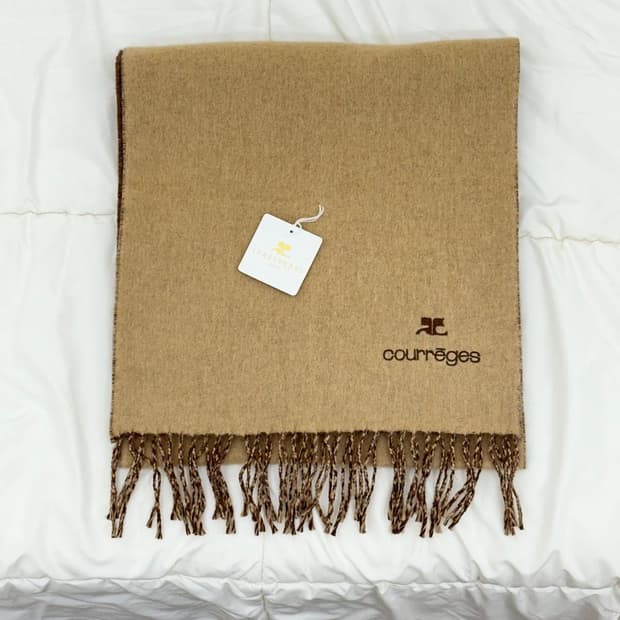 [새상품] courreges / 꾸레쥬 브라운 울 머플러 