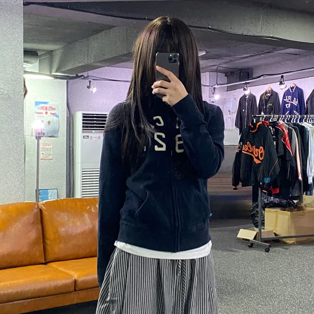 아베크롬비 자수 빅로고 네이비 후드집업 B2634