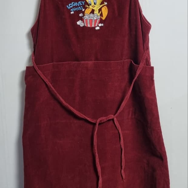 S (55) 루니툰즈 와인컬러 코듀로이 멜빵원피스