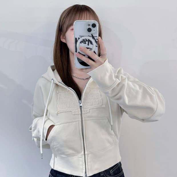 마리떼프랑소와저버 빅로고 크롭 투웨이 후드집업